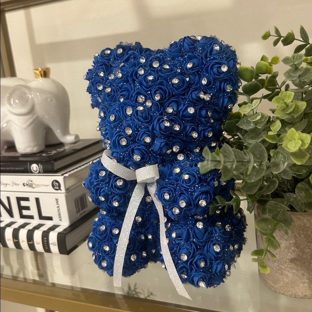 Handmade Bear with Roses and Rhinestones - Picture 5 of 11